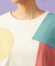 GJKGD02200 Jocomomola(ホコモモラ) 【接触冷感】T/C天竺 アップリケTシャツ アイボリー