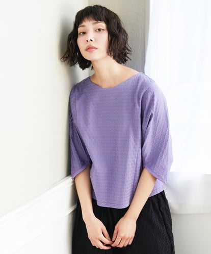 GJKGE43150  Frijol ドットジャカードドルマンスリーブカットソー