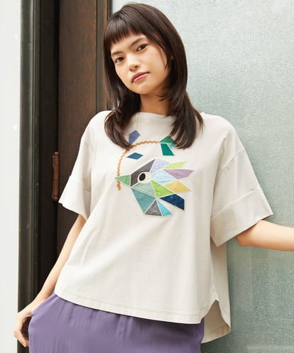 GJKJD02180  【接触冷感】Aves バードパッチワークカットソー