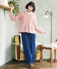 GJLDE39180 Jocomomola(ホコモモラ) デニムカーブシルエットパンツ ネイビー