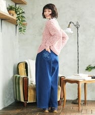 GJLDE39180 Jocomomola(ホコモモラ) デニムカーブシルエットパンツ ネイビー