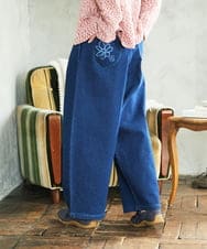 GJLDE39180 Jocomomola(ホコモモラ) デニムカーブシルエットパンツ ネイビー