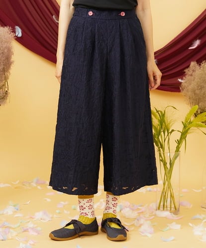 GJLJD34220 Jocomomola Sombrita フラワージャカードワイドパンツ