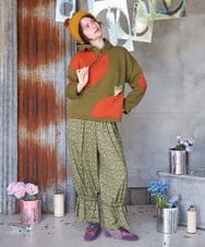 GJLLD03220 Jocomomola(ホコモモラ) Estarcido フラワープリントワイドパンツ グリーン