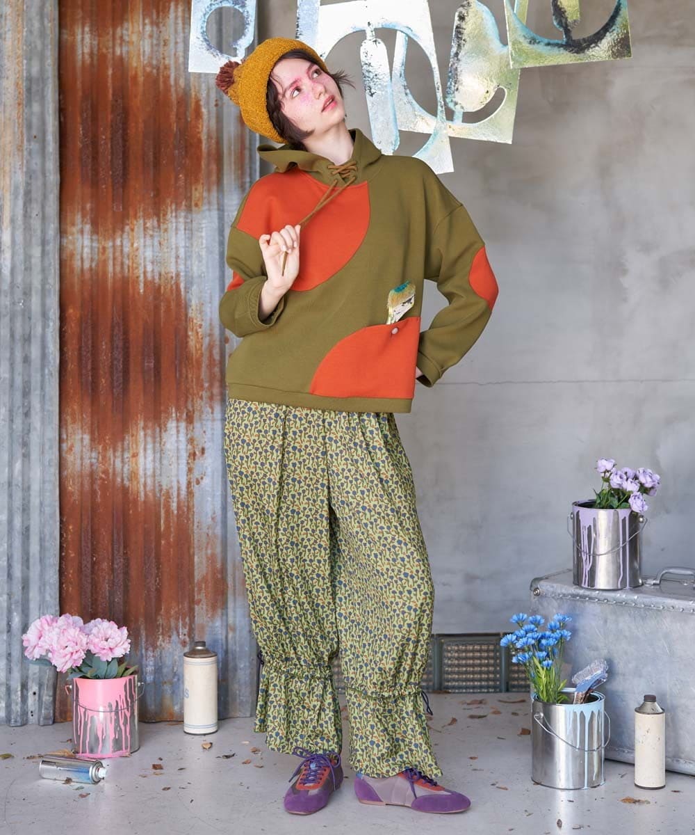 GJLLD03220 Jocomomola(ホコモモラ) Estarcido フラワープリントワイドパンツ グリーン