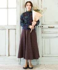 GJSAD01250 Jocomomola(ホコモモラ) Flor suave フラワージャカードニットカーディガン ベージュ
