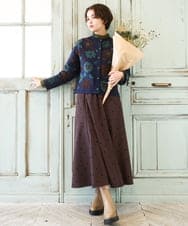 GJSAD01250 Jocomomola(ホコモモラ) Flor suave フラワージャカードニットカーディガン ベージュ