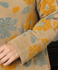 GJSAD01250 Jocomomola(ホコモモラ) Flor suave フラワージャカードニットカーディガン ベージュ