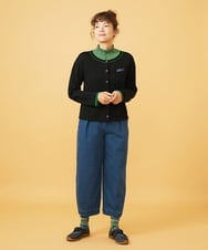 GJSAG30220 Jocomomola(ホコモモラ) LANABLEND ブローチ付きクルーネックカーディガン ブラック