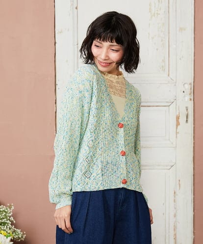 GJSDE31200 Jocomomola カラーネップニットカーディガン
