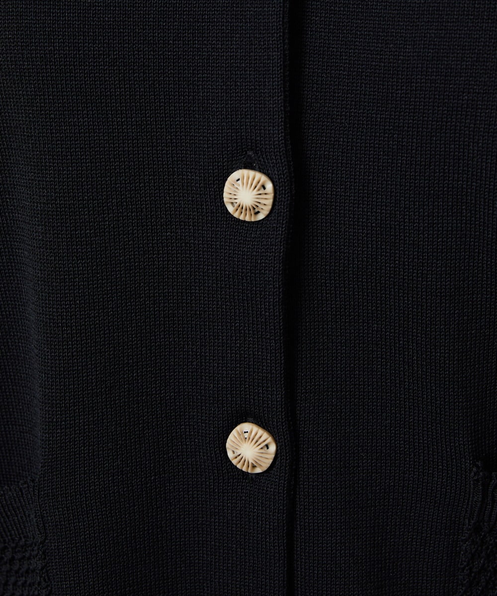 GJSFD50230 Jocomomola(ホコモモラ) El Rucio フラワー刺繍ニットカーディガン ブラック