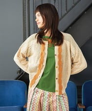 GJSJE01220 Jocomomola(ホコモモラ) Dibujar 透かし編みニットカーディガン ベージュ