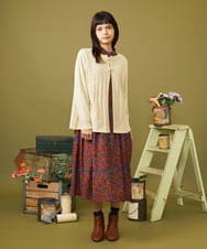 GJSLD33240 Jocomomola(ホコモモラ) Suarve 透かし編みリボンボタンカーディガン アイボリー
