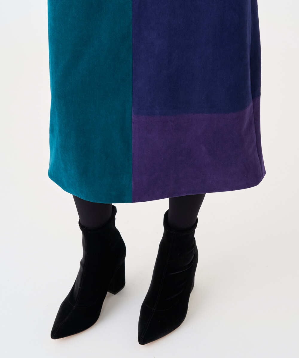 GLEAD02400 S sybilla(エス  バイ シビラ) カラーブロックスエードドレス ブルー系