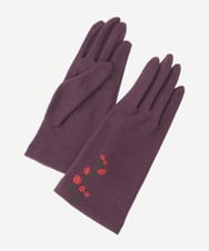 GS2AG02038 Sybilla(シビラ) 【日本製】フラワー刺繍ウールグローブ パープル