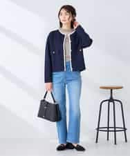 K2CFD02059 a.v.v(アー・ヴェ・ヴェ) メタルボタンポケットニットジャケット ネイビー