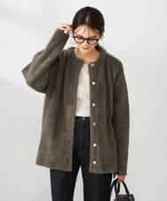 K2CKA05069 a.v.v(アー・ヴェ・ヴェ) フェレットライクフェザーダブルフェイスカーディガン モカ