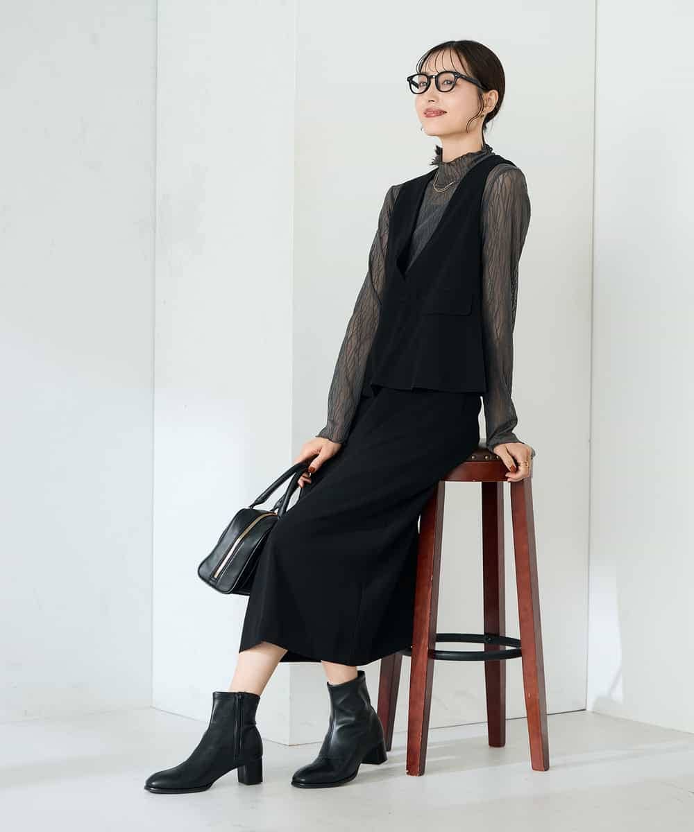 K2EKA07099 a.v.v(アー・ヴェ・ヴェ) ペプラムドッキングワンピース ネイビー