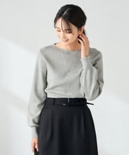 K2FAD69039 a.v.v(アー・ヴェ・ヴェ) 【洗える】ボートネックパフスリーブスプリングニット マスタード