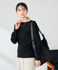 K2FAD69039 a.v.v(アー・ヴェ・ヴェ) 【洗える】ボートネックパフスリーブスプリングニット マスタード
