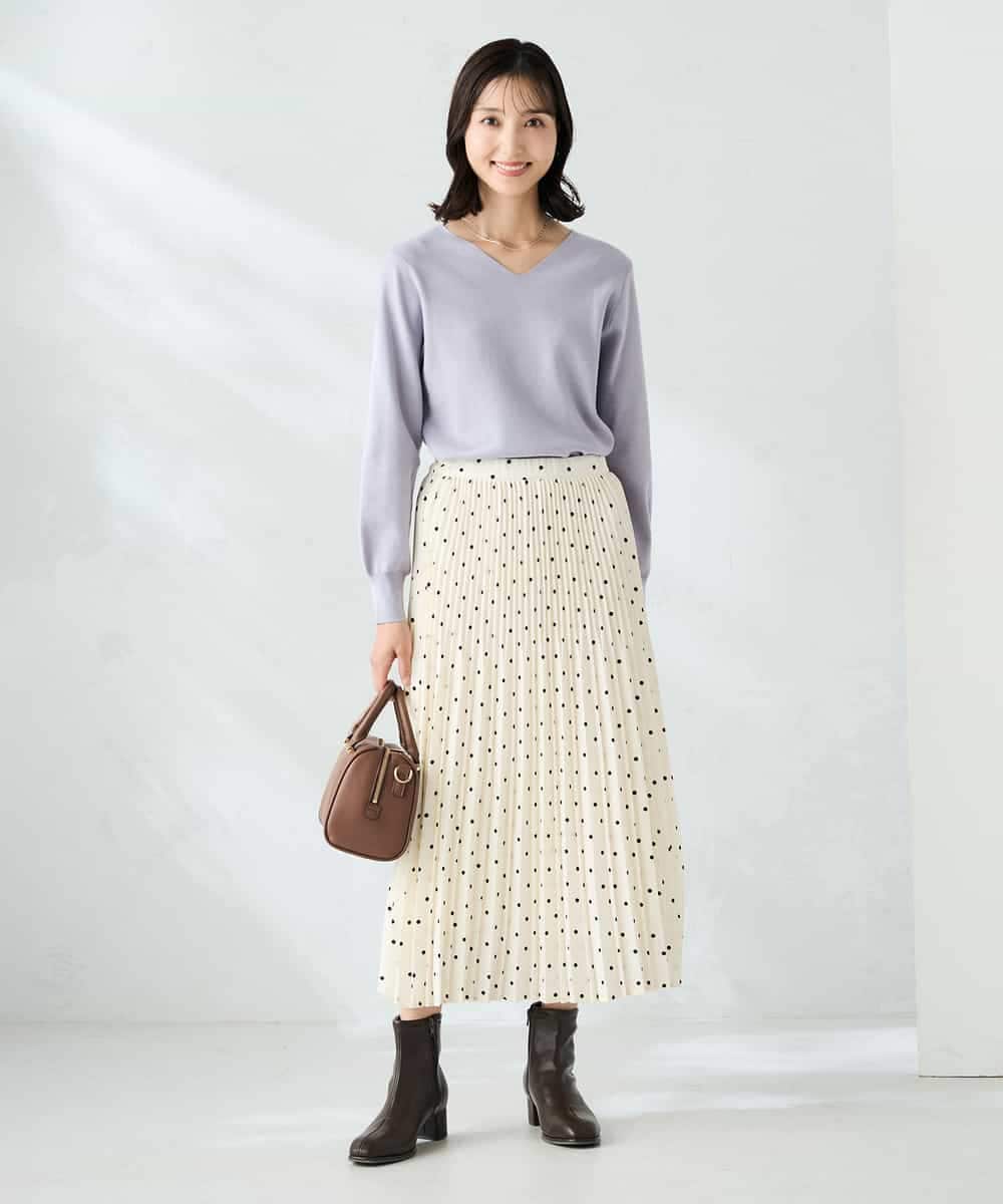 K2FAD79039 a.v.v(アー・ヴェ・ヴェ) 【洗える】Vネック美ラクるパフスリーブニット【WEB限定】 ピンク