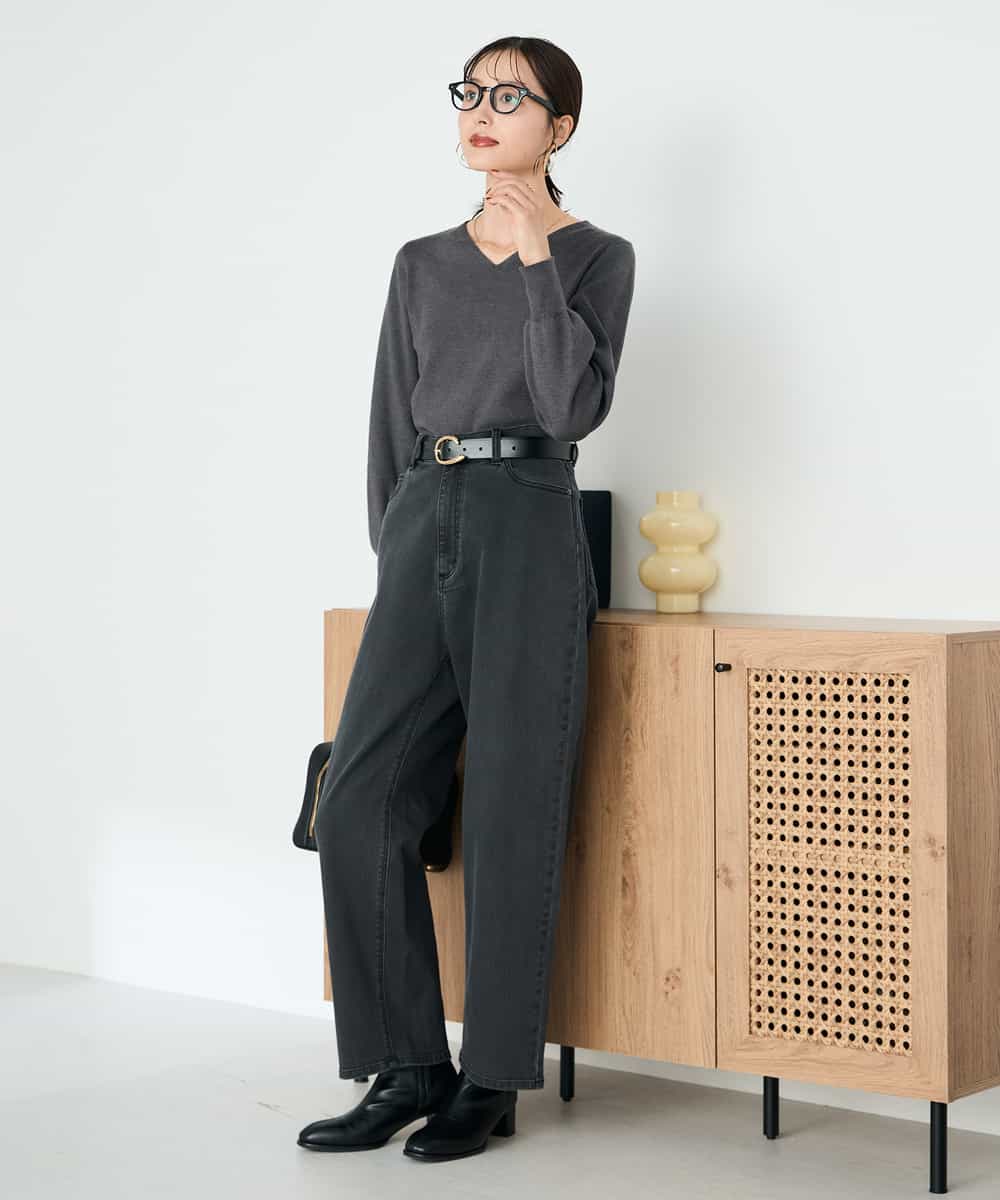 K2FAD79039 a.v.v(アー・ヴェ・ヴェ) 【洗える】Vネック美ラクるパフスリーブニット【WEB限定】 ピンク