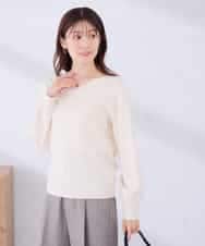 K2FAG59039 a.v.v(アー・ヴェ・ヴェ) Vネック パフスリーブ ニット【洗える/麗しニット】 ブラック