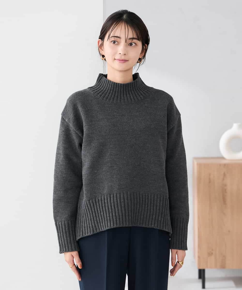 K2FBD73044 a.v.v(アー・ヴェ・ヴェ) 【WEB限定】クロップドバックスリットニット ダークグレー