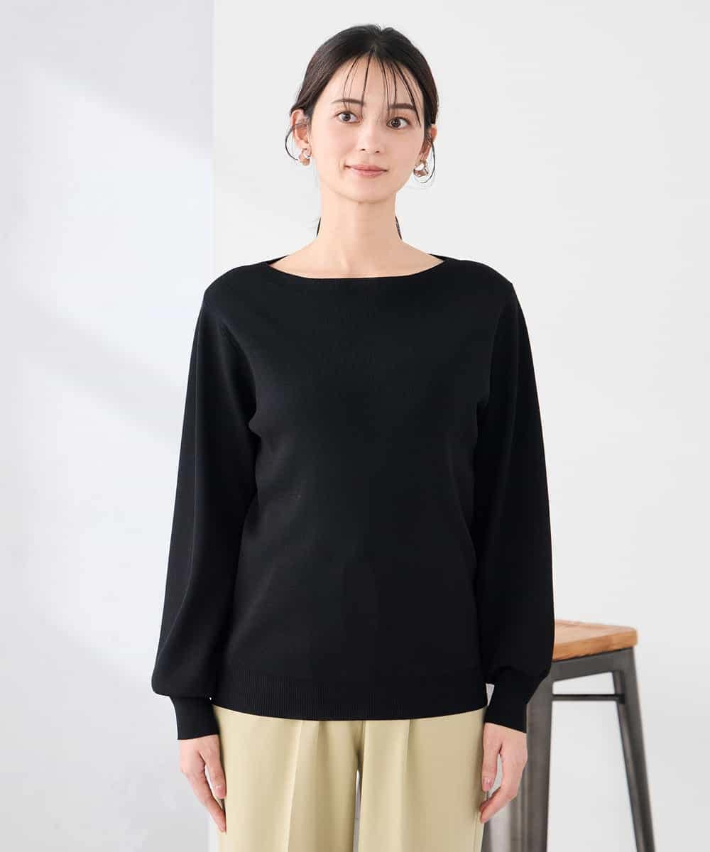 K2FED69039 a.v.v(アー・ヴェ・ヴェ) 【WEB限定/洗える/UVカット】ボートネックパフスリーブニット ライトイエロー