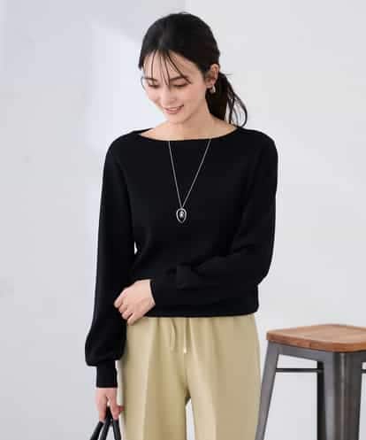 K2FED69039  【WEB限定/洗える/UVカット】ボートネックパフスリーブニット