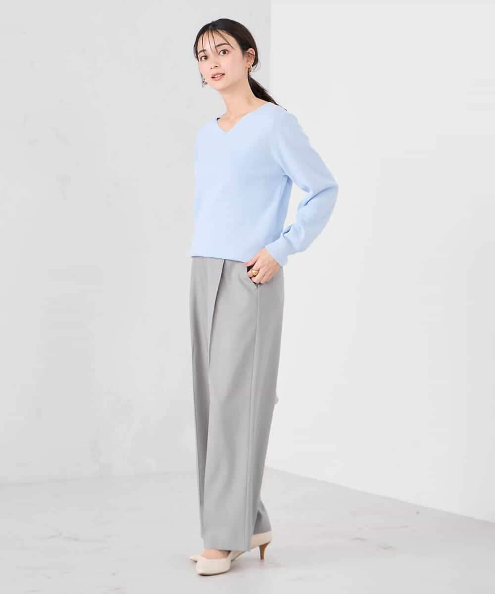 K2FED79039 a.v.v(アー・ヴェ・ヴェ) 【WEB限定/洗える/UVカット】Vネックパフスリーブニット ピンク
