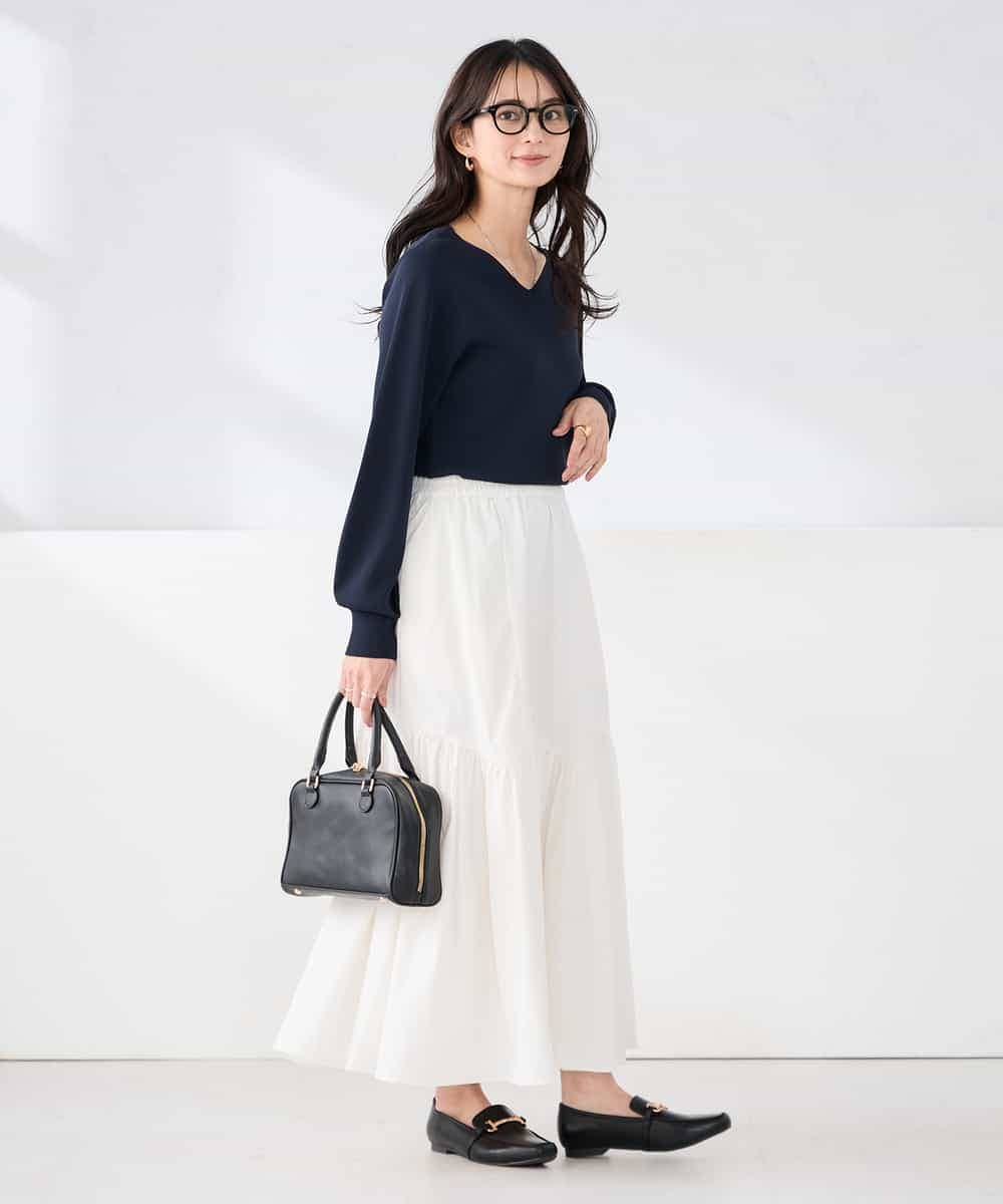K2FED79039 a.v.v(アー・ヴェ・ヴェ) 【WEB限定/洗える/UVカット】Vネックパフスリーブニット ピンク