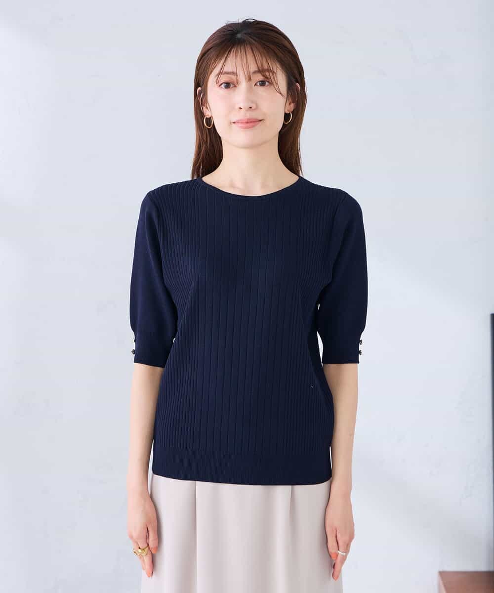 K2FGD38044 a.v.v(アー・ヴェ・ヴェ) 【接触冷感/UVカット/洗える】針抜きサマーニット グリーン