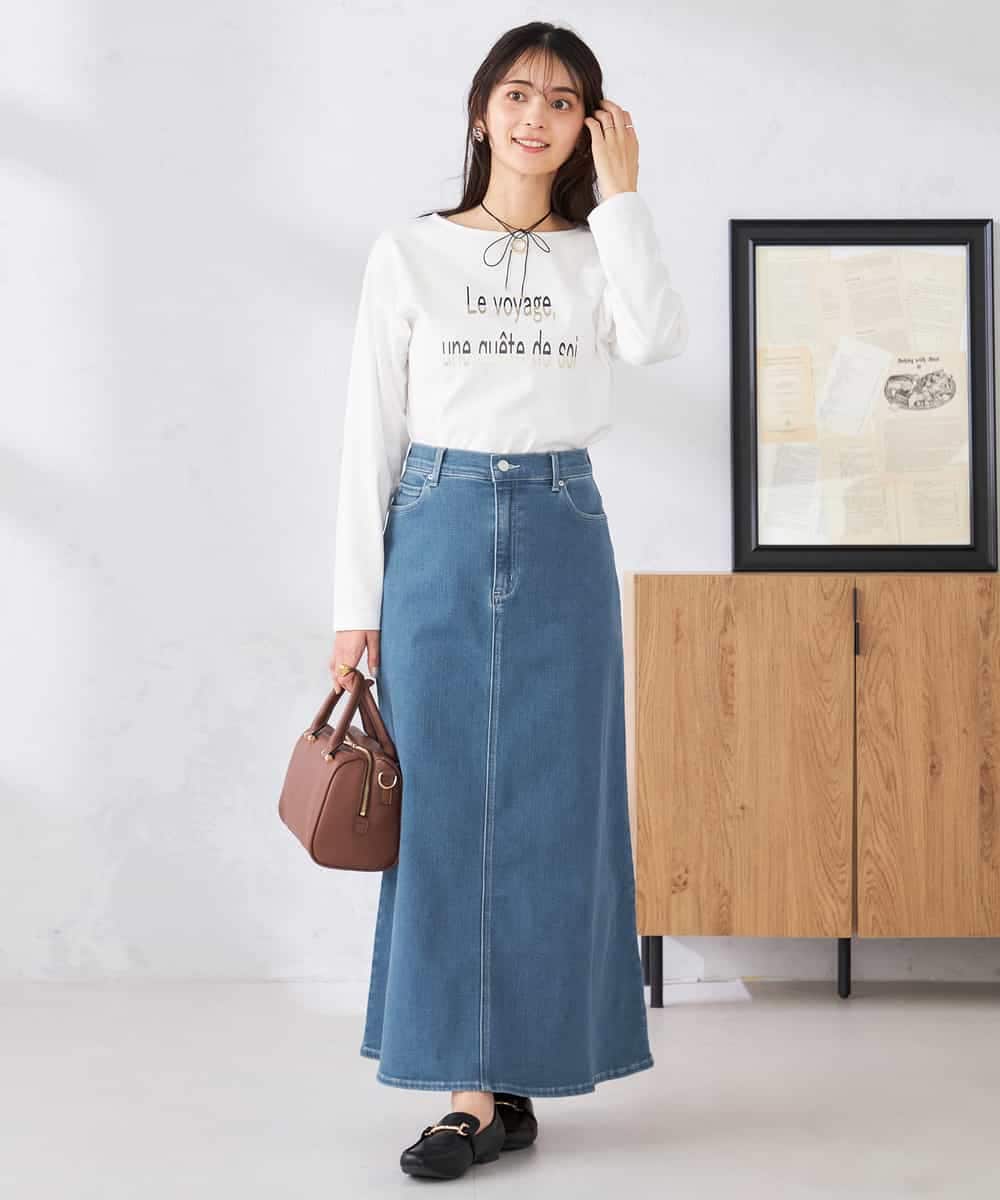 K2HFD02059 a.v.v(アー・ヴェ・ヴェ) Aラインデニムスカート ブルー