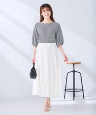 K2HGD25059 a.v.v(アー・ヴェ・ヴェ) 【洗える/新色追加】ティアードプリーツスカート カーキ