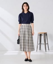 K2HGD26059 a.v.v(アー・ヴェ・ヴェ) 【洗える】メモリーチェックタフタスカート アイボリー