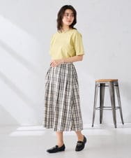 K2HGD26059 a.v.v(アー・ヴェ・ヴェ) 【洗える】メモリーチェックタフタスカート アイボリー