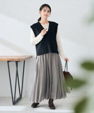 K2HKA14059 a.v.v(アー・ヴェ・ヴェ) 【洗える】チュールフレアスカート アイボリー