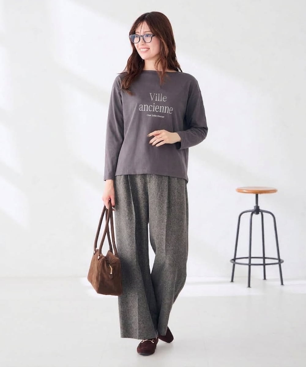 K2KAG15035 a.v.v(アー・ヴェ・ヴェ) アソート ロゴ プリント 長袖 Tシャツ ダークグレー