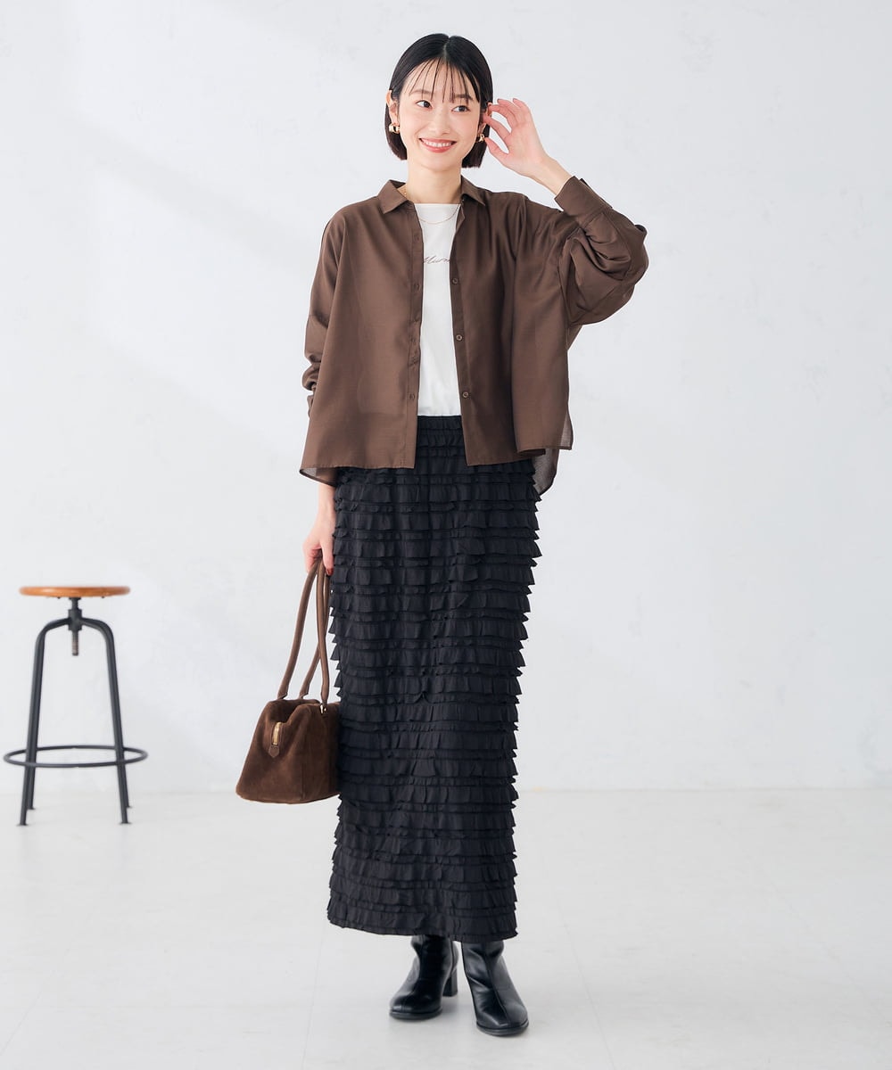 K2KAG15035 a.v.v(アー・ヴェ・ヴェ) アソート ロゴ プリント 長袖 Tシャツ ダークグレー