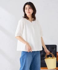 K2KGD32044 a.v.v(アー・ヴェ・ヴェ) レースジャガードスリーブトップス ネイビー
