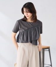 K2KGD36044 a.v.v(アー・ヴェ・ヴェ) フリルドッキングTシャツ ダークグレー