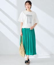 K2KGD38035 a.v.v(アー・ヴェ・ヴェ) 【新色追加】裾ドロストロゴTシャツ ホワイト