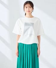K2KGD38035 a.v.v(アー・ヴェ・ヴェ) 【新色追加】裾ドロストロゴTシャツ ホワイト