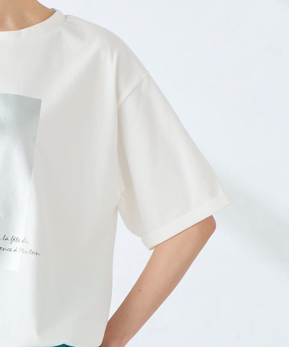K2KGD38035 a.v.v(アー・ヴェ・ヴェ) 【新色追加】裾ドロストロゴTシャツ ホワイト