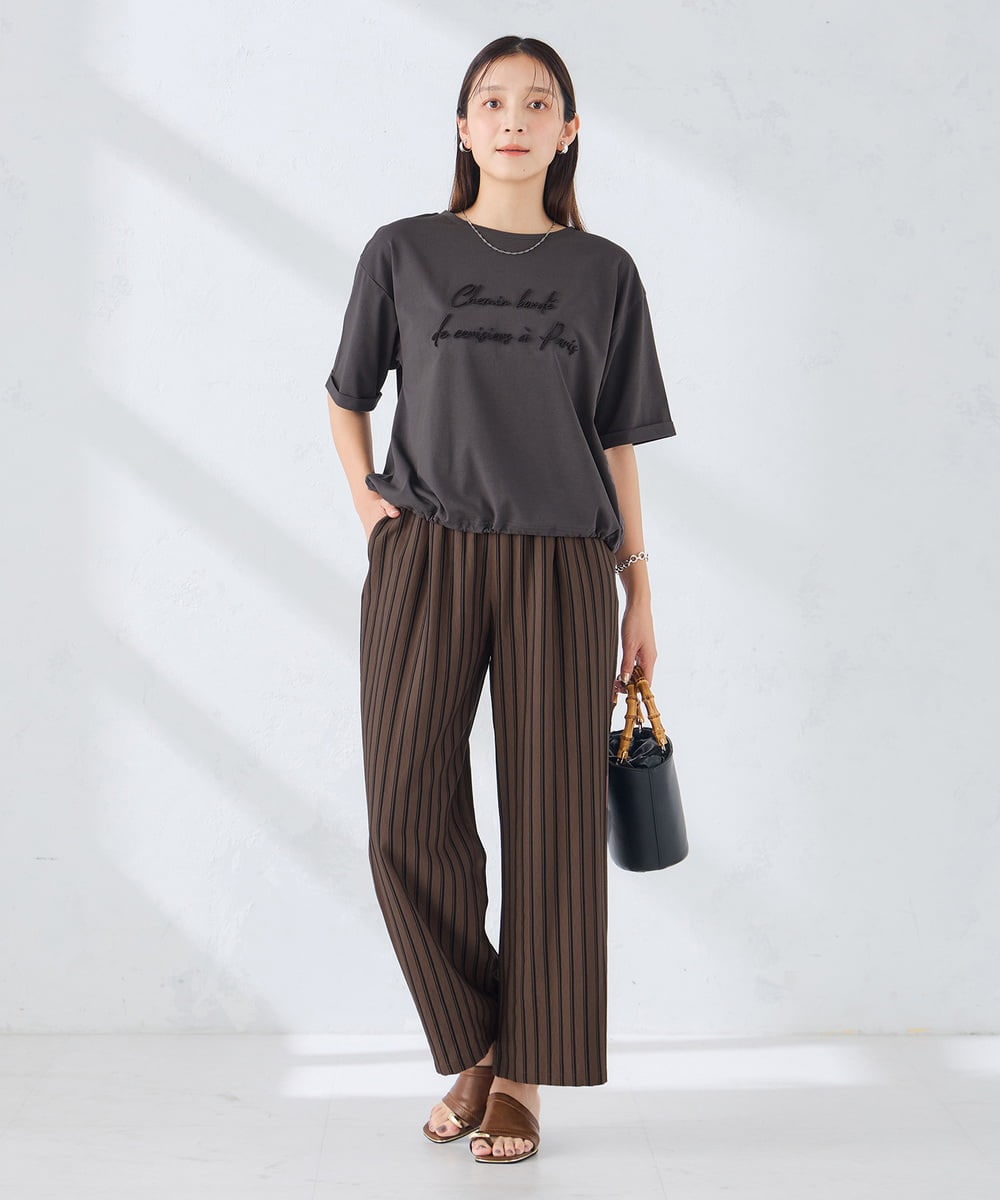 K2KGD38035 a.v.v(アー・ヴェ・ヴェ) 【新色追加】裾ドロストロゴTシャツ ホワイト