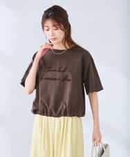 K2KGD38035 a.v.v(アー・ヴェ・ヴェ) 【新色追加】裾ドロストロゴTシャツ ブラウン