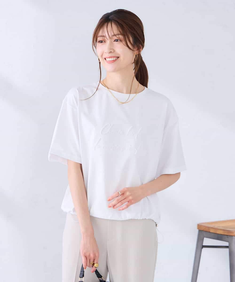 K2KGD38035 a.v.v(アー・ヴェ・ヴェ) 【新色追加】裾ドロストロゴTシャツ ホワイト