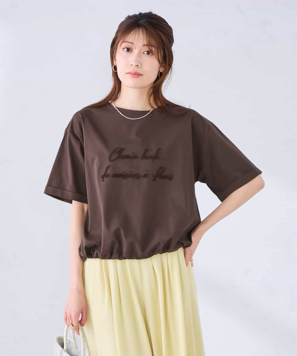 K2KGD38035 a.v.v(アー・ヴェ・ヴェ) 【新色追加】裾ドロストロゴTシャツ ホワイト