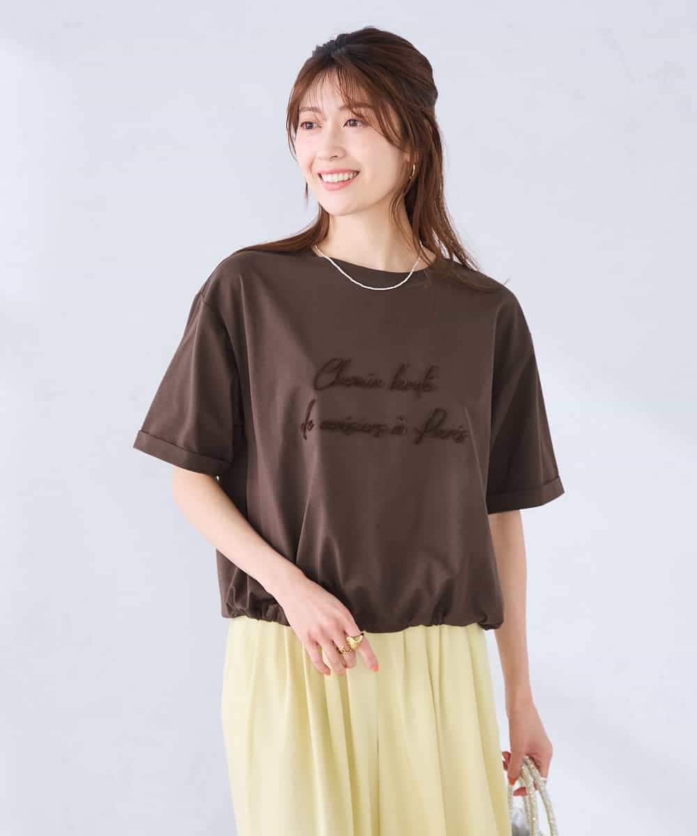 K2KGD38035 a.v.v(アー・ヴェ・ヴェ) 【新色追加】裾ドロストロゴTシャツ ホワイト
